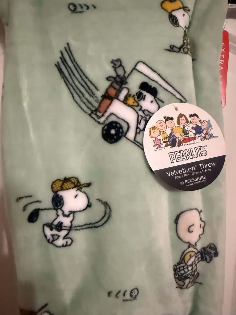 Peanuts Snoopy & Charlie Brown Sports Golf VelvetLoft  Throw Blanket 60x70